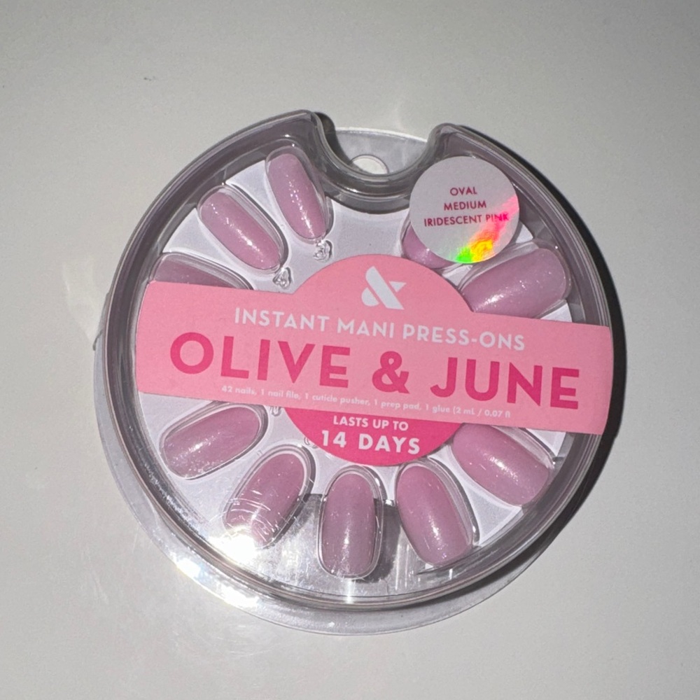 Iridescent Pink Press-On Nails